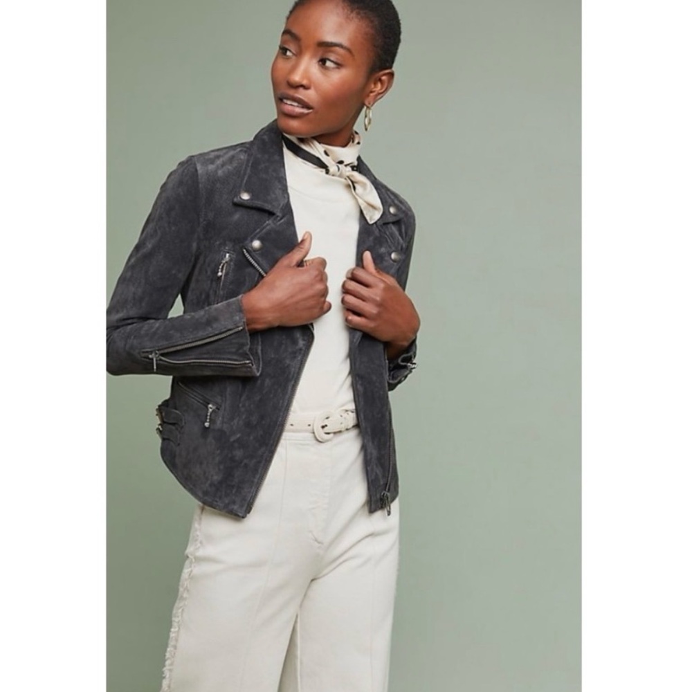 ANTHROPOLOGIE Suede Leather Grey Moto
Jacket by BLANK NYC XS